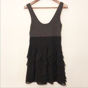 Express LBD Grey Jersey Tank Black Ruffle Dress